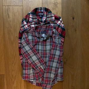 Lot of two plaid button down shirts 5/6 landsend and children’s place